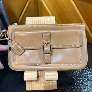 Coach Leather Wristlet - Caramel